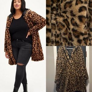 Torrid Leopard Print Faux Fur Coat Size 2X